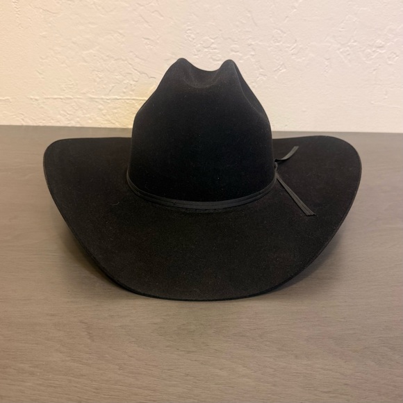 Vintage Resistol 3X Genuine Fur Felt Cowboy Hat Black Size 7 1/2 Made in Texas - Picture 5 of 11
